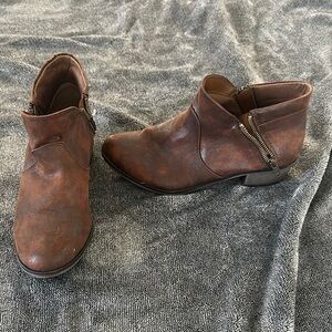 American Rag Brown Ankle Booties with Distressed Leather